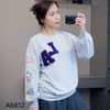 Áo sweater C12 thêu chữ LA ngực Cotton Classic / GHI