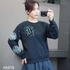 Áo sweater C19 thêu chữ B ngực Cotton Classic / ĐEN