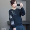 Áo sweater C19 thêu chữ B ngực Cotton Classic / ĐEN