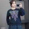 Áo sweater đính đá Cotton Essentials / ĐEN