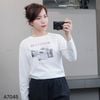 Áo thun N45 dài tay hoạ tiết kiểu Hàn / Size: Free