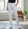 Quần jogger nỉ in chữ bạc style US UK / ĐỎ D27 - XÁM D28 - XANH NHẠT D29