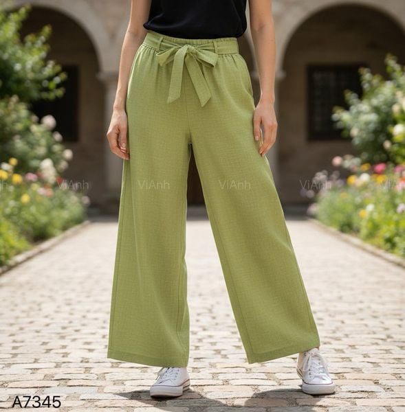 Quần ống rộng dây nơ style US UK / XANH LÁ - NAVY - XANH DƯƠNG - ĐEN
