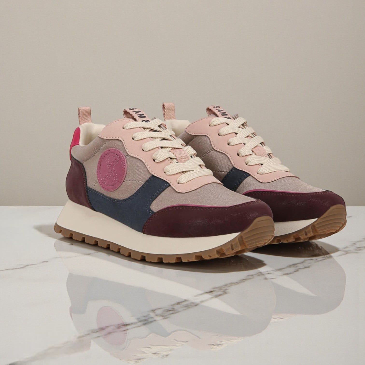 Giày thể thao phối màu S&L style US UK / Hồng Đỏ