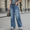 Quần bò jeans ống suông dây rút cạp style US UK