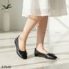 Giày bệt đính nơ da mềm / ĐEN