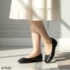 Giày bệt đính nơ da mềm / ĐEN