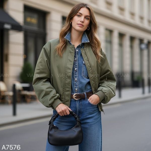 Áo khoác trần bông style US UK / Size: XL / XANH