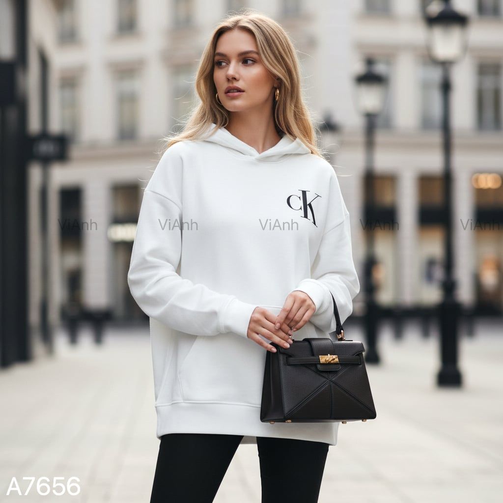 Áo hoodie in chữ đen style US UK / TRẮNG - XÁM