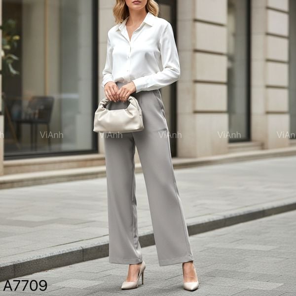 Quần C540 ống suông cạp chun style Hàn A7709
