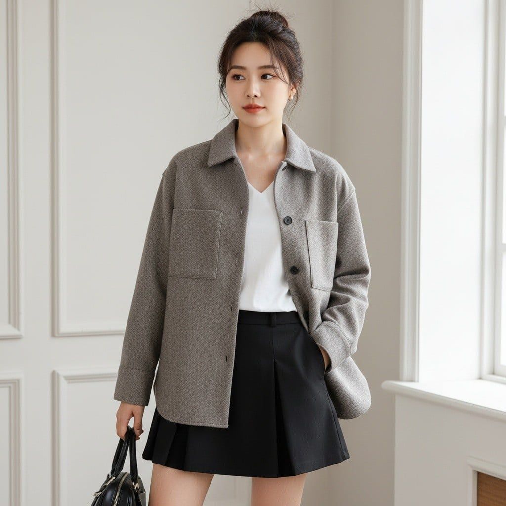 Áo sơ mi dạ xuất Âu H48 / NÂU