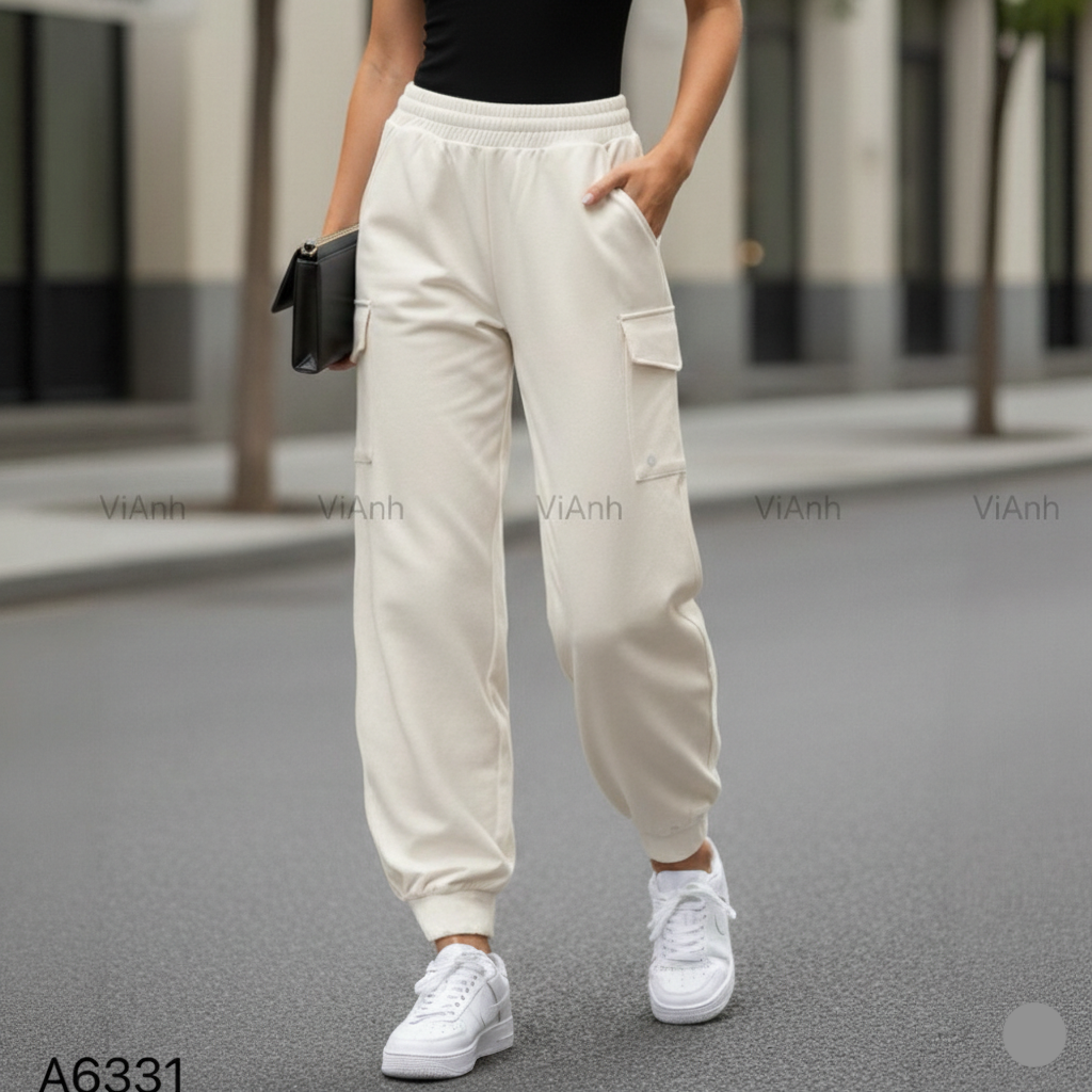 Quần dài bo gấu jogger style Hàn / KEM Q31