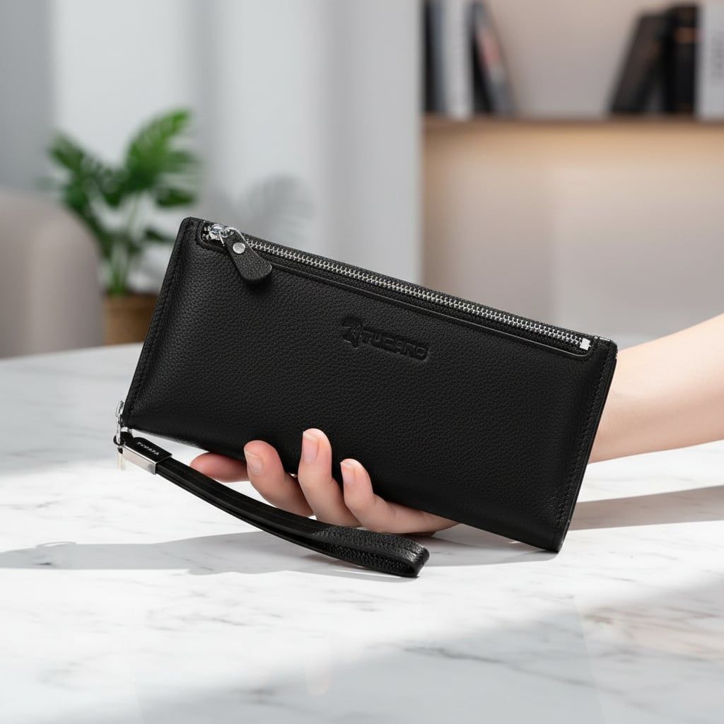 Ví A238D dài da thật B112 / 20x10 / ĐEN