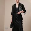 Sơ mi voan tay lửng style Hàn D909 / ĐEN