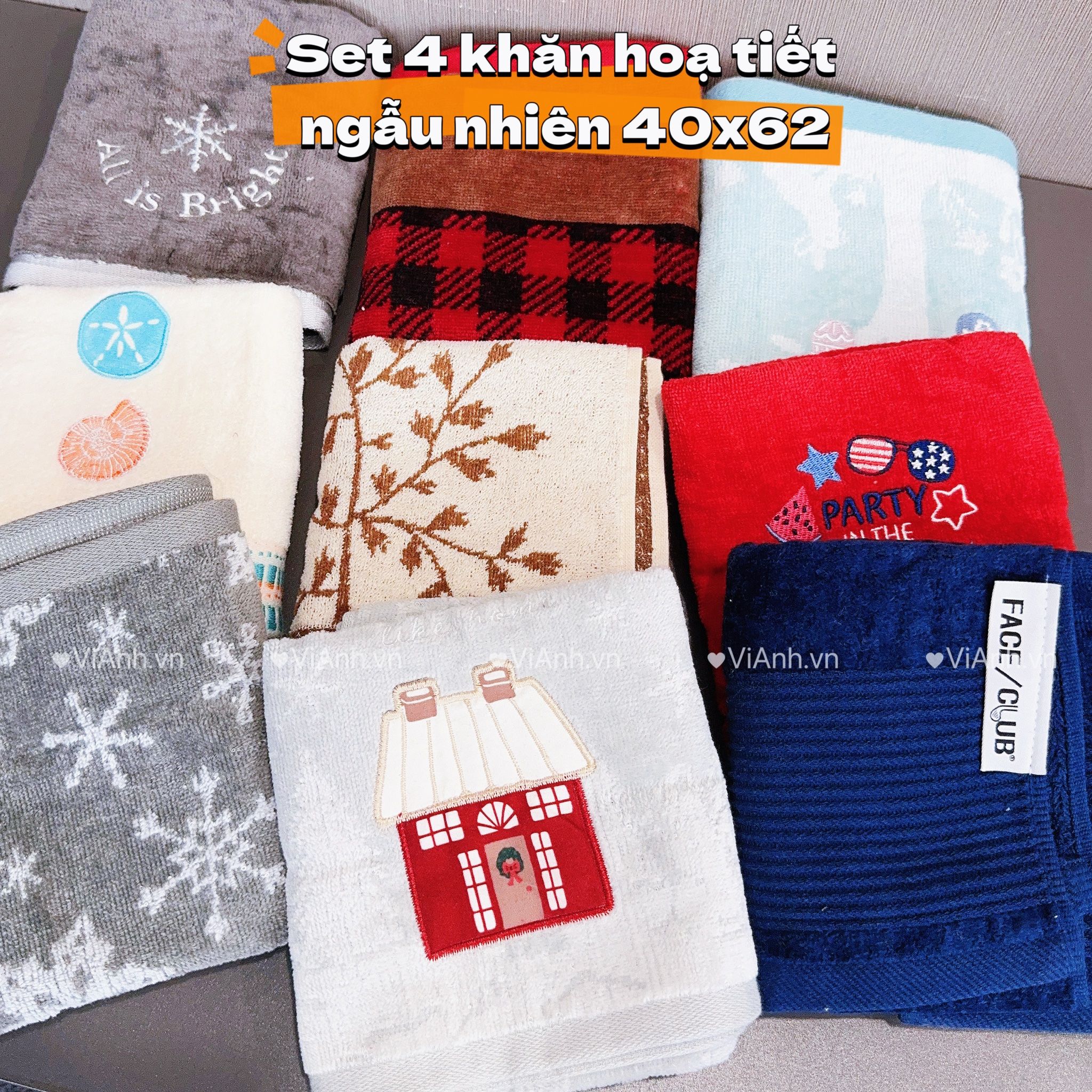 Set 4 khăn K11 xuất Mỹ 40 x 65 MÀU NGẪU NHIÊN A5211