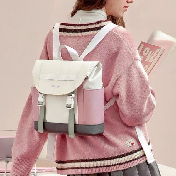 Balo Mr Ace / 30x36 / TRẮNG PHỐI HỒNG