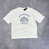 Áo thun ngắn tay style Hàn H41 / TRẮNG CHỮ XANH DƯƠNG