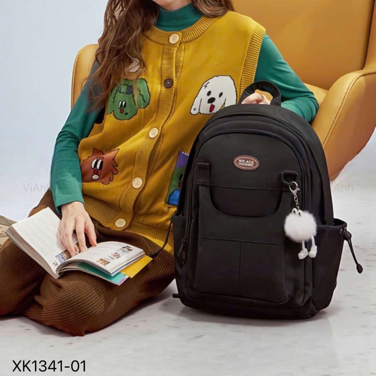 Balo B41 Mr.ACE vải dù CHR XK1341 / 30x44 / ĐEN