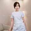 Áo thun ngắn tay thêu chữ ngực style Hàn / D244