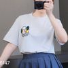 Áo thun A47 phom suông in thêu gấu style Hàn A6147 / XÁM BE