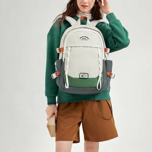 Balo Mr Ace / 29x44 / TRẮNG PHỐI XANH
