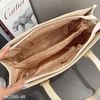 Totebag H95 style Âu Mỹ chữ nhật vân chữ dập chìm xách tay XK1295 / 37x27 / TRẮNG KEM