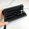 Ví B976 size trung da thật kèm dây XK976 / 17x9 / ĐEN