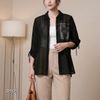 Sơ mi voan tay lửng style Hàn D909 / ĐEN