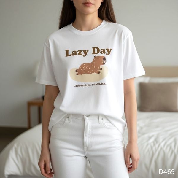 Áo thun in capibara NET D469 TRẮNG , D470 XANH