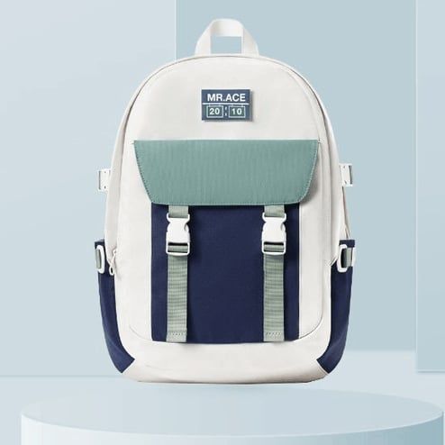 Balo Mr Ace / 31x46 / TRẮNG PHỐI XANH