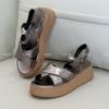 Dép da thật đế xuồng ( phom to chốt lùi 1 size) style Âu Mỹ / BẠC