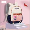 Balo vải dù charm thỏ S514 / 29 X 42 / TRẮNG PHỐI XANH HỒNG