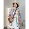 Áo sơ mi dài tay cotton modal kẻ màu sắc D970