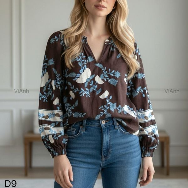 Áo D9 sơ mi dài tay cổ V style US UK