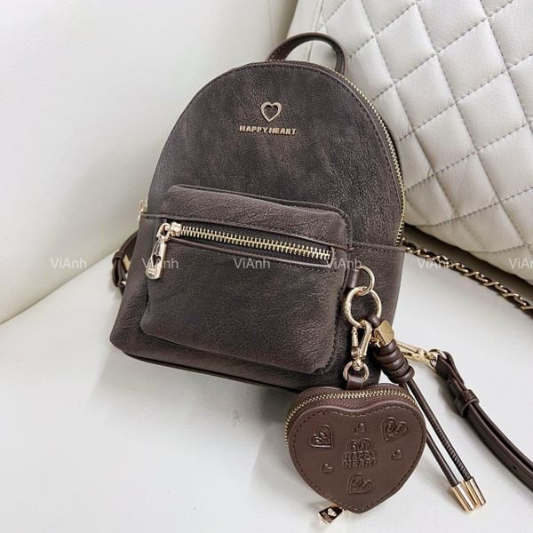 Balo S3 mini Happy Heart chữ nhật CHR S3-24 / 22x19 / NÂU