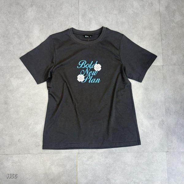 Áo thun ngắn tay in hình bông hoa H56 / NÂU