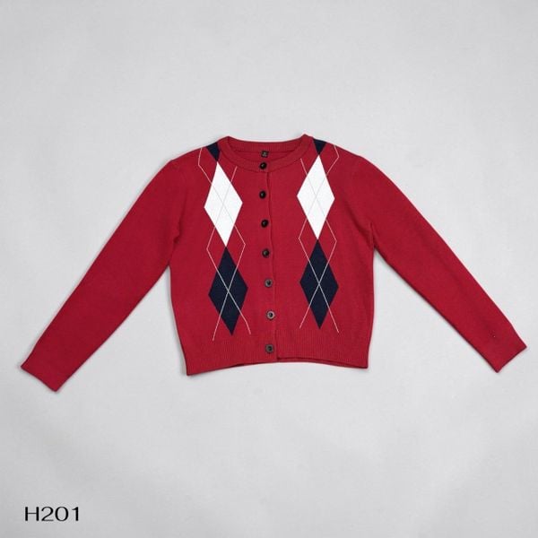 Áo khoác len dài tay style Hàn / ĐỎ HT Ô TRÁM