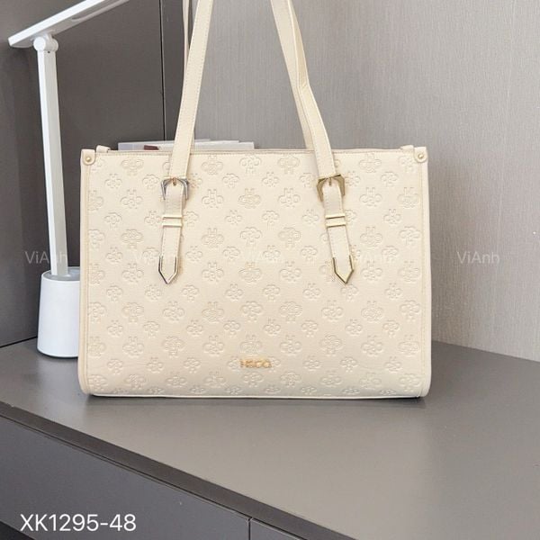 Túi B363 Totebag HC style Âu Mỹ chữ nhật vân chữ dập chìm xách tay XK1295 / 37x27 / TRẮNG KEM