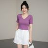 Áo thun ngắn tay cổ tim style Âu Mỹ / F136 F137 F138 F139 F140