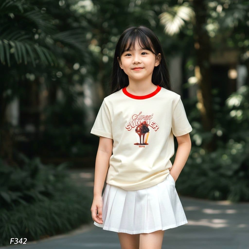 Áo thun ngắn tay in hình trẻ em style Hàn F342 / KEM