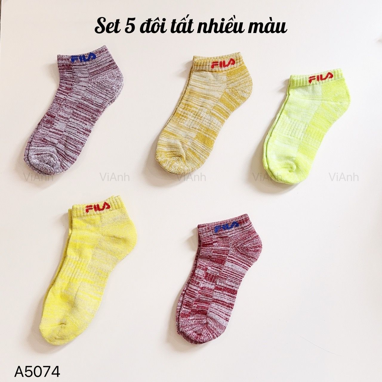 SET 5 đôi tất FI-LA S74 / NHIỀU MÀU  - MÀU NGẪU NHIÊN