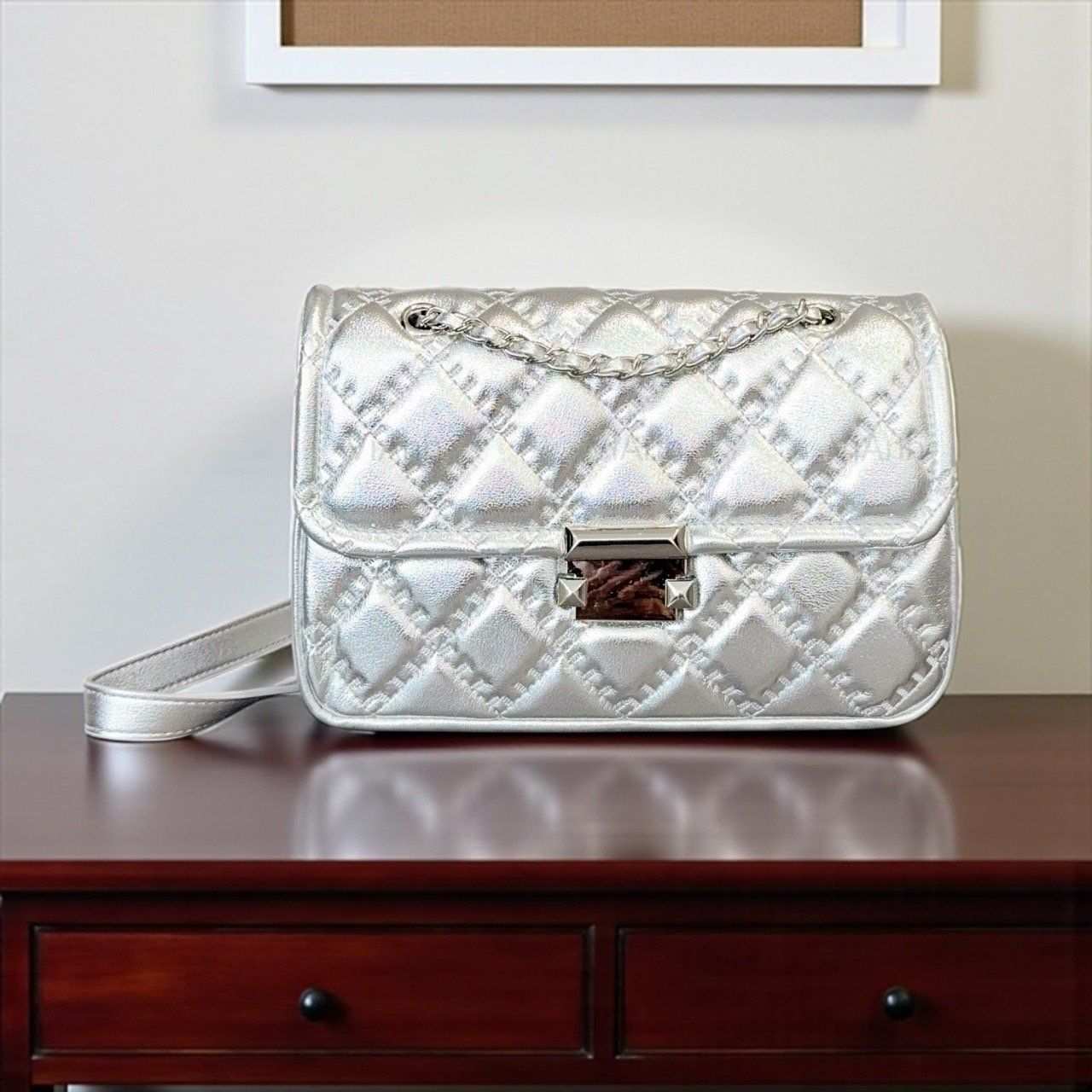 Túi xách chữ nhật đeo chéo XK914 / 22x14 / BẠC ( M18 )