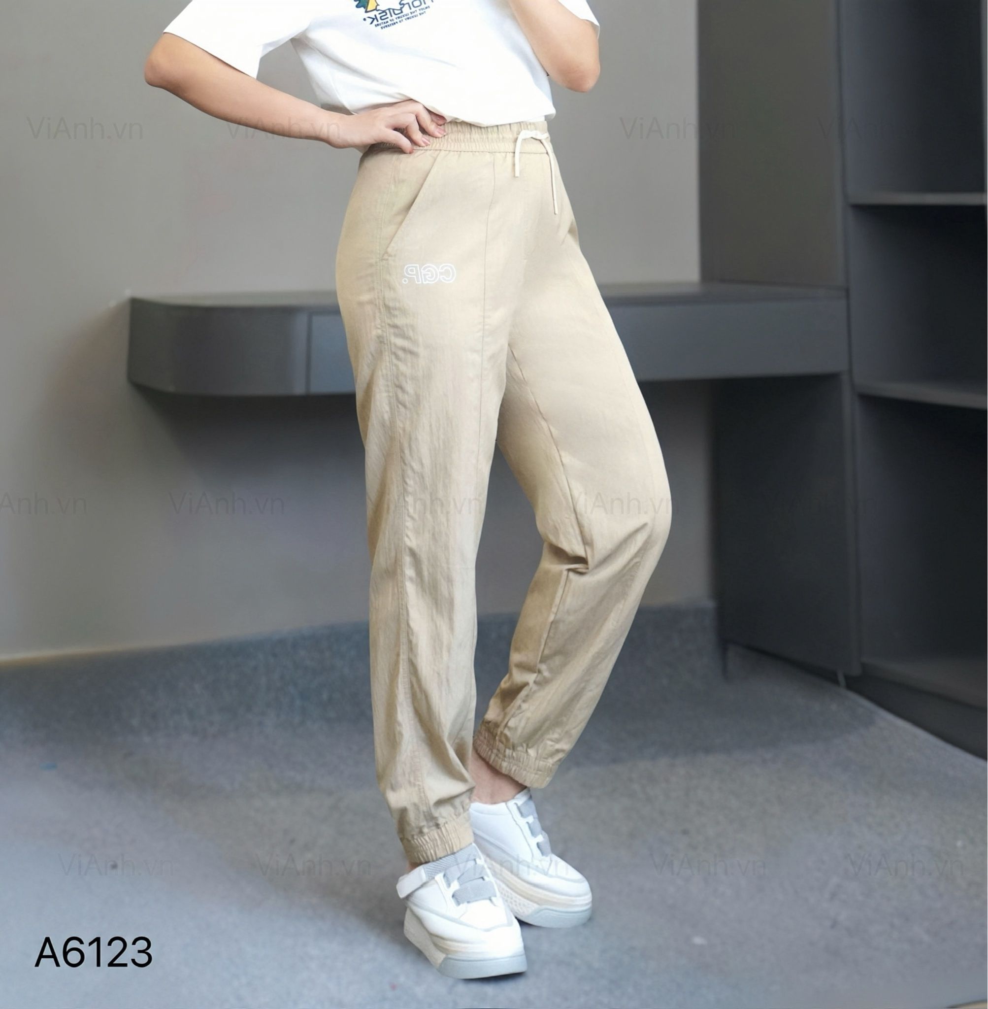 Quần jogger Q23 cạp chun style Hàn A6123 / BE