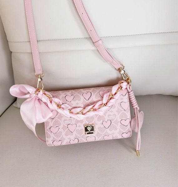 Túi S47 xách tay Happy Heart chữ nhật CĐC, CHR S47-04 / 20x14 / HỒNG