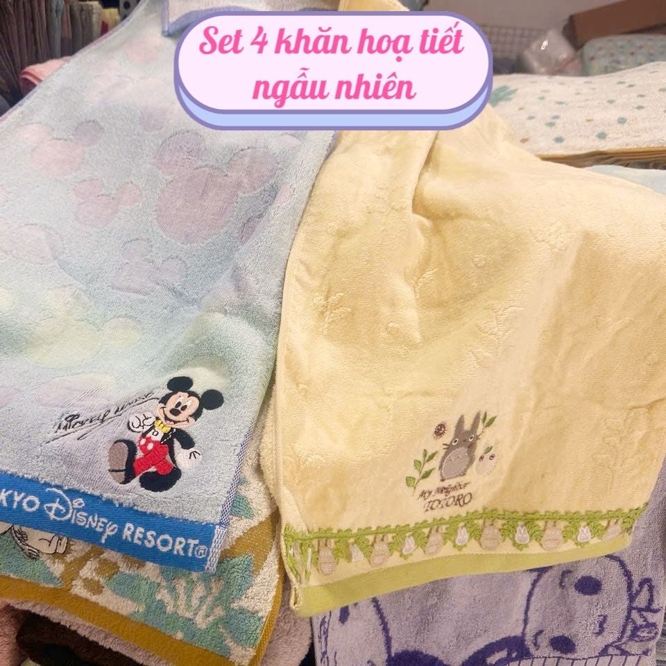 Set 4 khăn K30 hoạ tiết xuất Mỹ Nhật A6630 / 35x80 / MÀU NGẪU NHIÊN