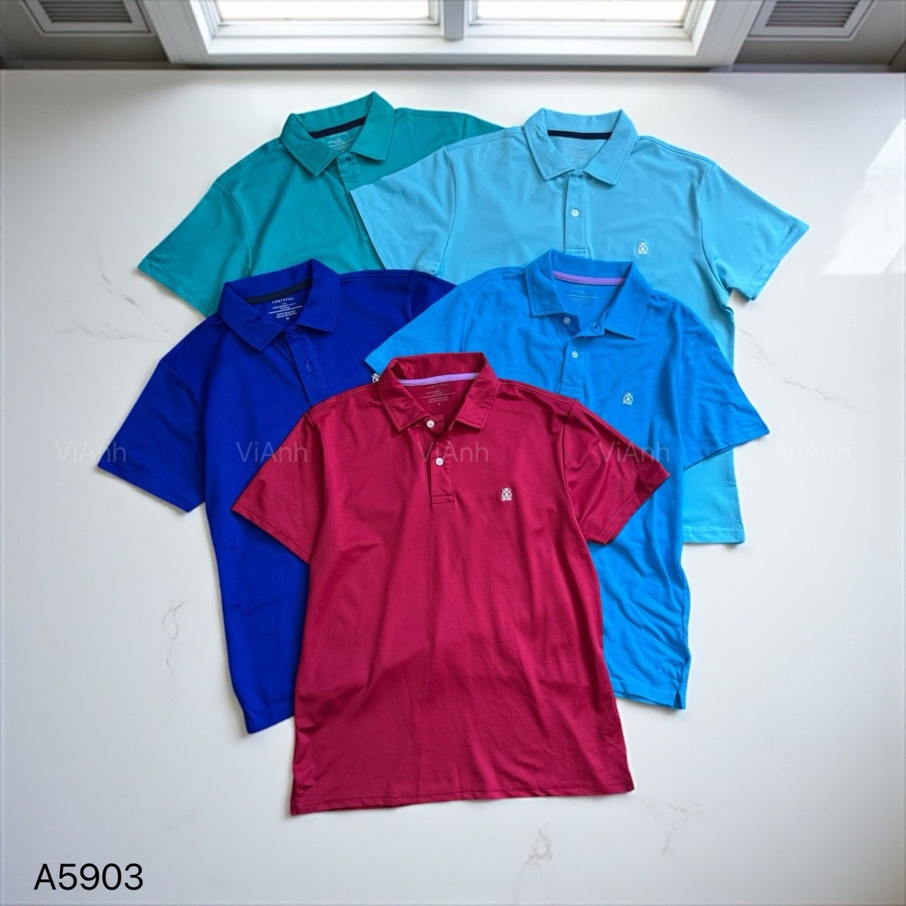 Set 2 Áo ngắn tay có cổ thêu ngực A5903 / MÀU NGẪU NHIÊN S3