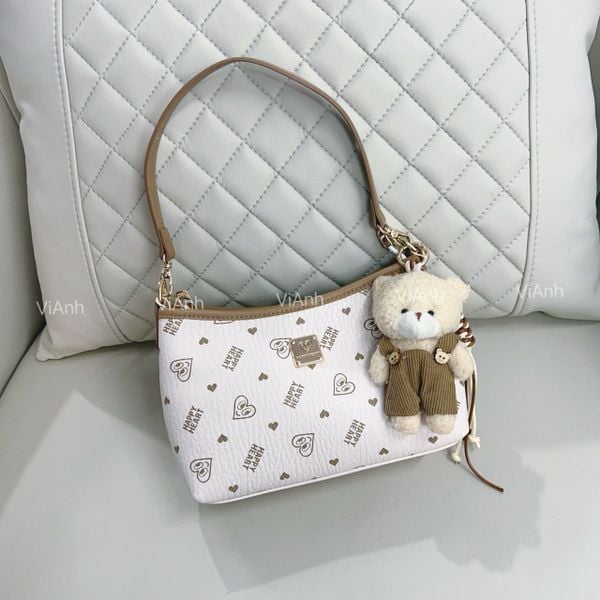 Túi S66T đeo chéo Happy Heart 2 dây, CHR S66-48 / 22 x 15 / TRẮNG KEM