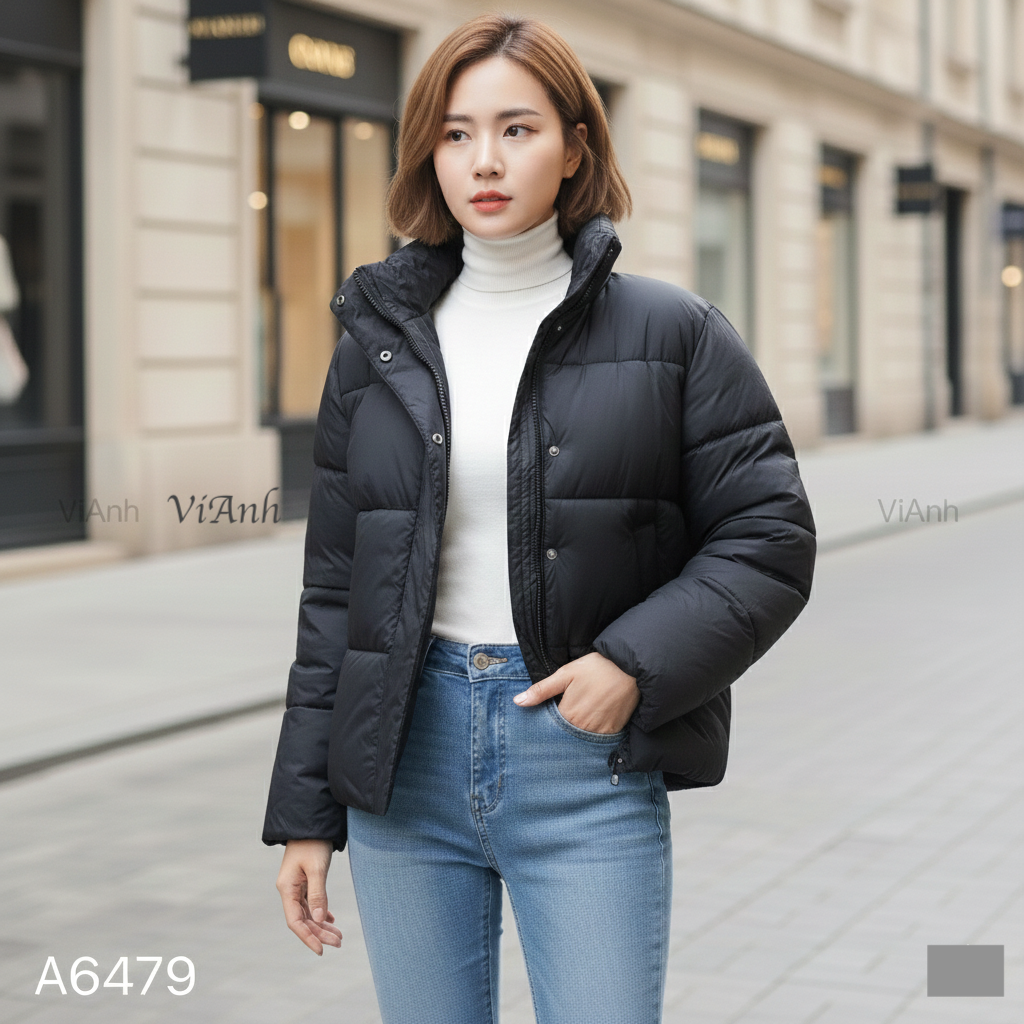Áo phao chần bông style Hàn / P79 đen - P80 xám