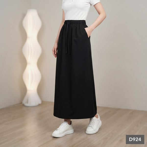 Chân váy gió dáng dài style Hàn / D924 đen , D925 be , D926 kem