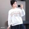 Sweater A15 dài tay in chữ ngực xuất Âu GJ / TRẮNG